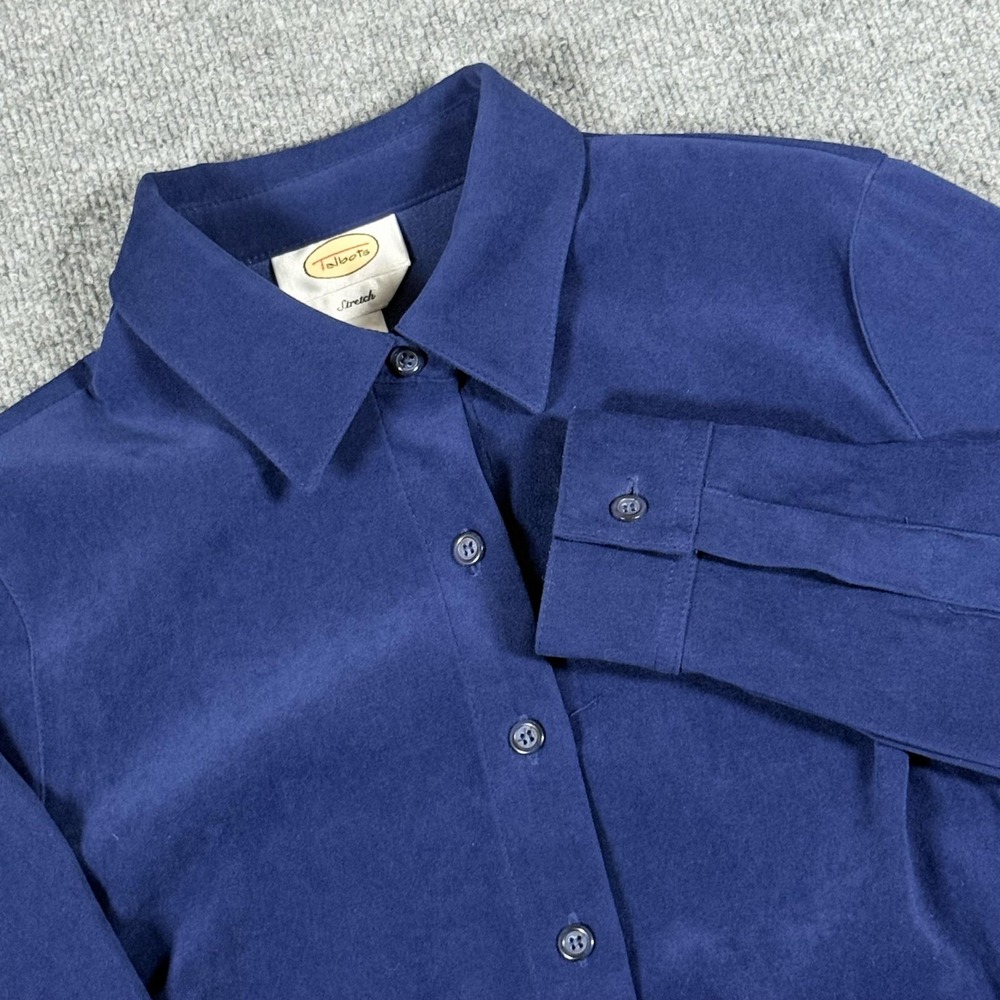 Talbots Shirt‎ Womens Small Blue Stretch Button Up Long Sleeve Career Blouse